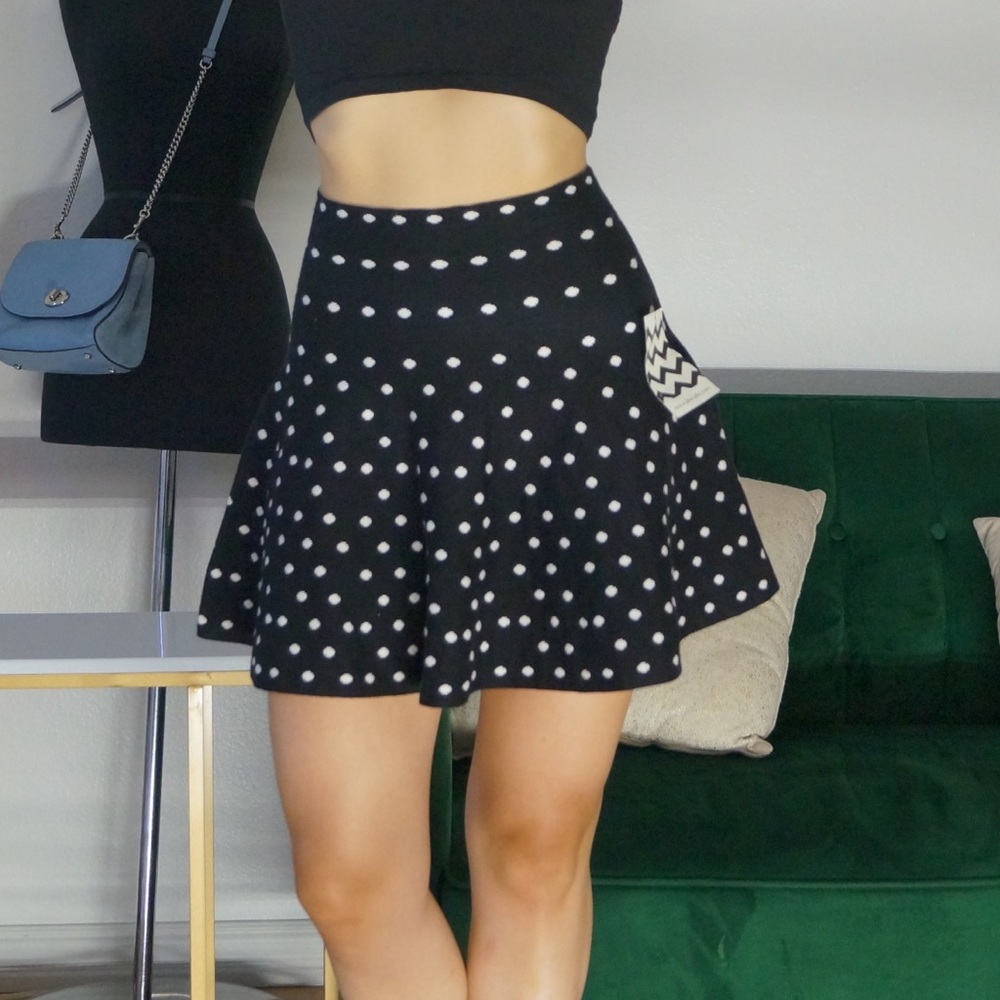 Dee Elle Black & White Polka Dot Skirt